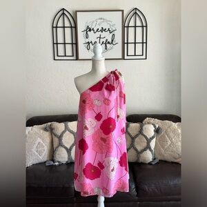 Express Casual Floral Tie One Shoulder Mini Tunic Shift Dress Size L Summer Boho
